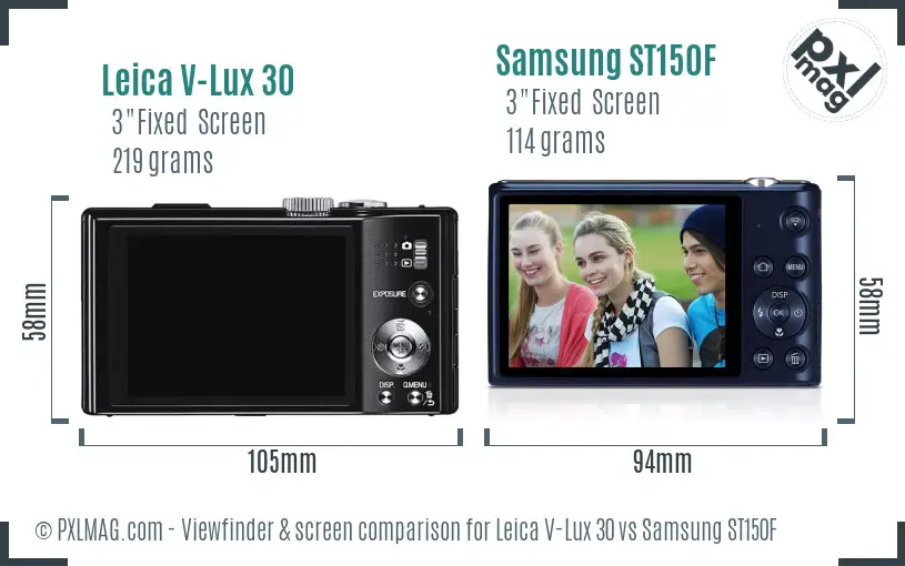 Leica V-Lux 30 vs Samsung ST150F Screen and Viewfinder comparison