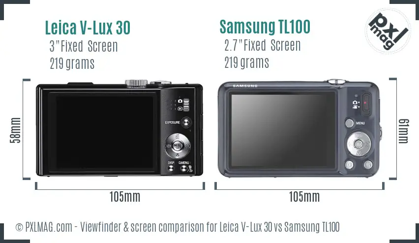 Leica V-Lux 30 vs Samsung TL100 Screen and Viewfinder comparison