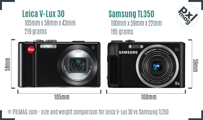 Leica V-Lux 30 vs Samsung TL350 size comparison Leica V-Lux 30 vs Samsung TL350 size comparison