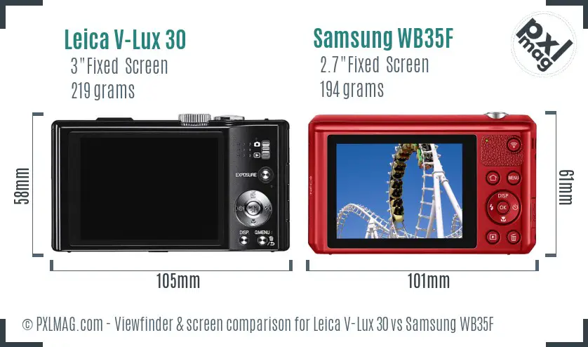 Leica V-Lux 30 vs Samsung WB35F Screen and Viewfinder comparison