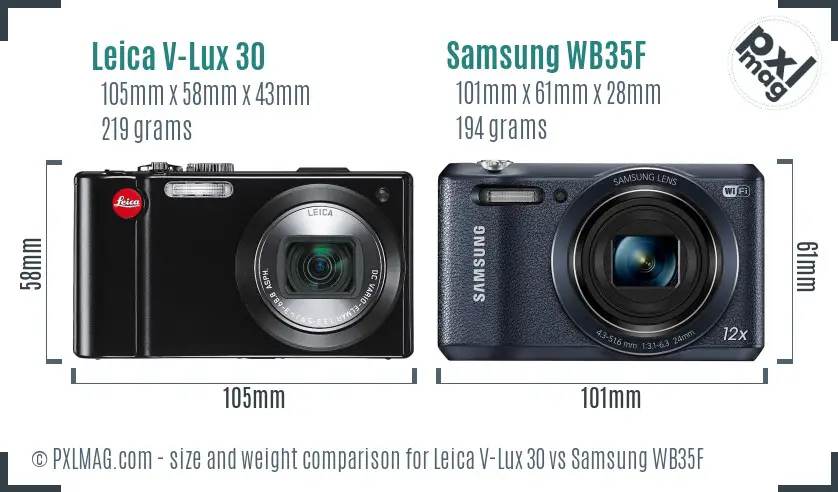 Leica V-Lux 30 vs Samsung WB35F size comparison