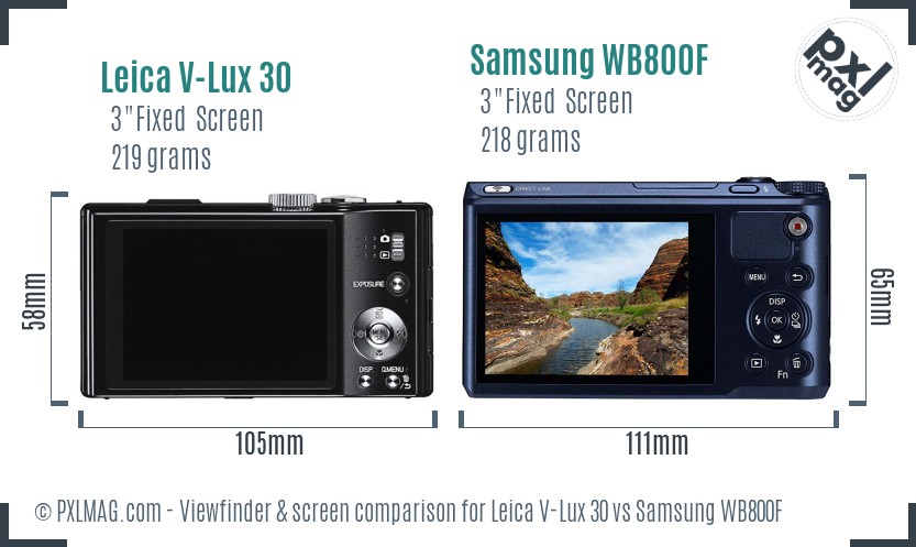Leica V-Lux 30 vs Samsung WB800F Screen and Viewfinder comparison