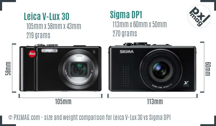 Leica V-Lux 30 vs Sigma DP1 size comparison