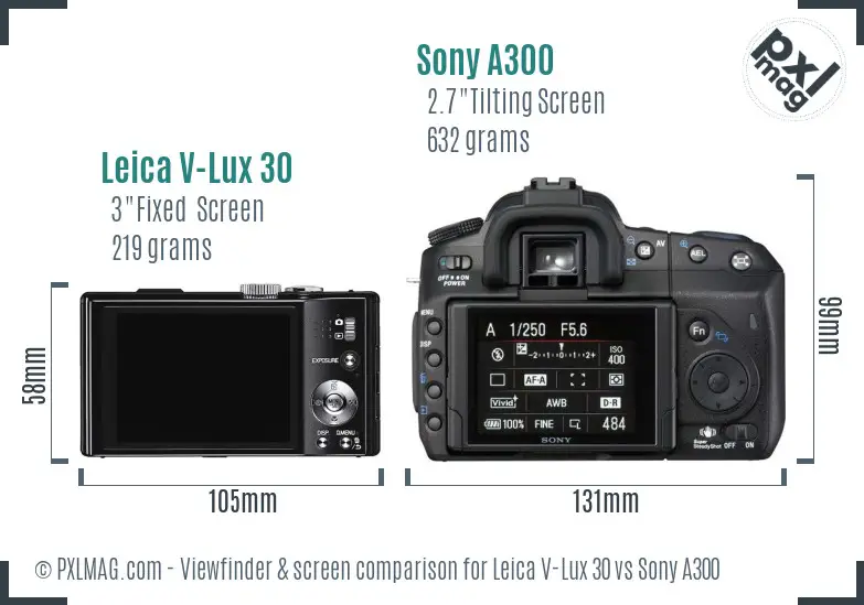 Leica V-Lux 30 vs Sony A300 Screen and Viewfinder comparison