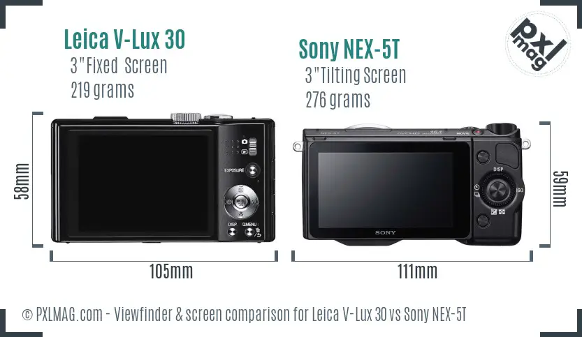 Leica V-Lux 30 vs Sony NEX-5T Screen and Viewfinder comparison