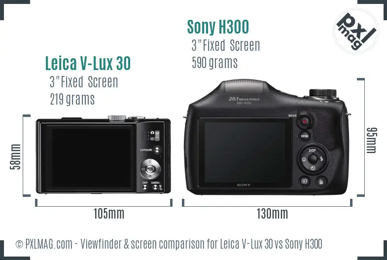 Leica V-Lux 30 vs Sony H300 Screen and Viewfinder comparison