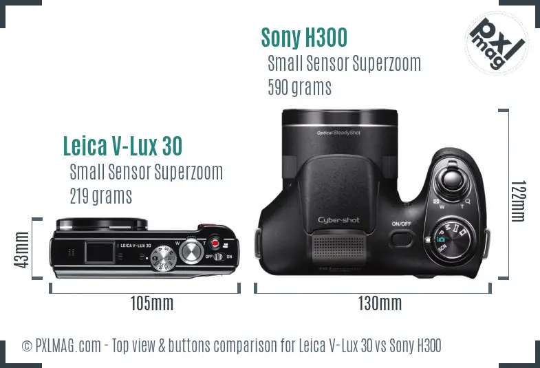 Leica V-Lux 30 vs Sony H300 top view buttons comparison