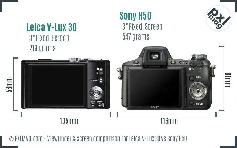 Leica V-Lux 30 vs Sony H50 Screen and Viewfinder comparison Leica V-Lux 30 vs Sony H50 Screen and Viewfinder comparison