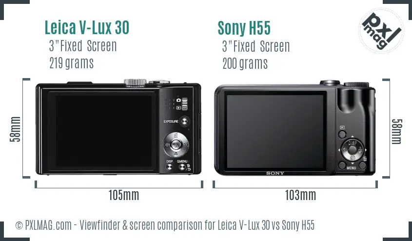 Leica V-Lux 30 vs Sony H55 Screen and Viewfinder comparison