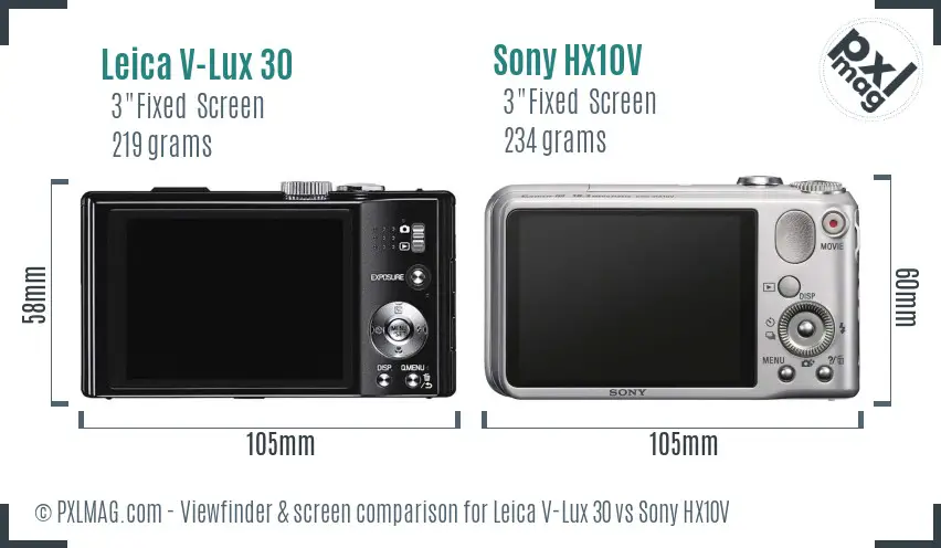 Leica V-Lux 30 vs Sony HX10V Screen and Viewfinder comparison Leica V-Lux 30 vs Sony HX10V Screen and Viewfinder comparison