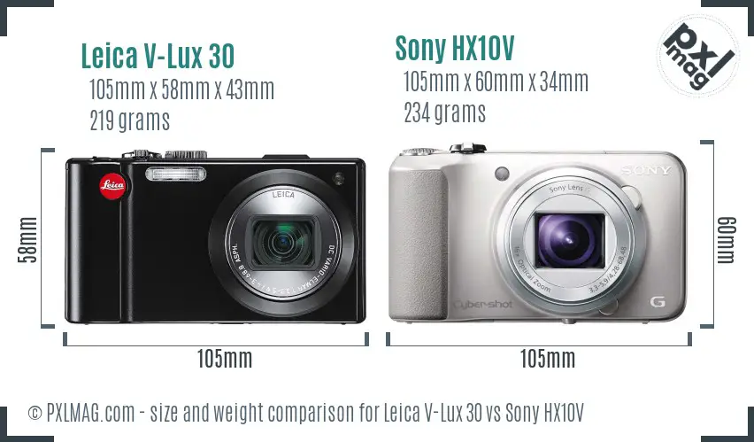 Leica V-Lux 30 vs Sony HX10V size comparison Leica V-Lux 30 vs Sony HX10V size comparison