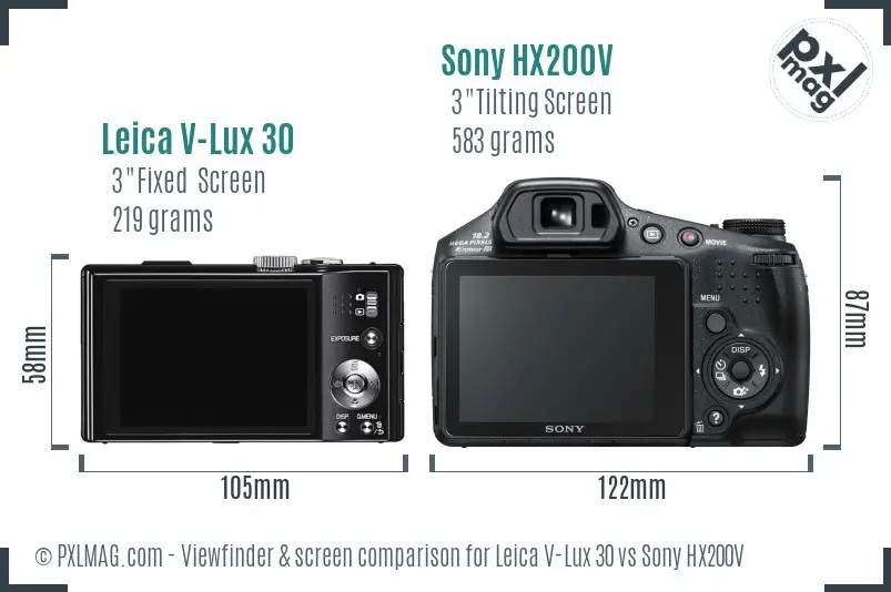 Leica V-Lux 30 vs Sony HX200V Screen and Viewfinder comparison Leica V-Lux 30 vs Sony HX200V Screen and Viewfinder comparison