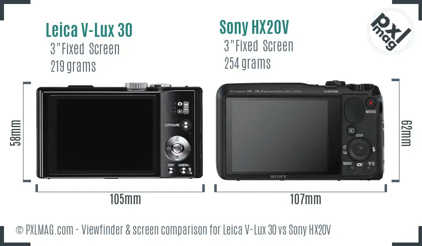 Leica V-Lux 30 vs Sony HX20V Screen and Viewfinder comparison Leica V-Lux 30 vs Sony HX20V Screen and Viewfinder comparison