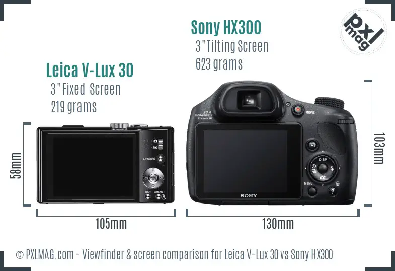 Leica V-Lux 30 vs Sony HX300 Screen and Viewfinder comparison