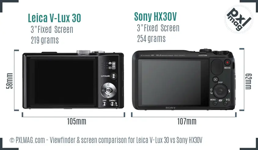 Leica V-Lux 30 vs Sony HX30V Screen and Viewfinder comparison