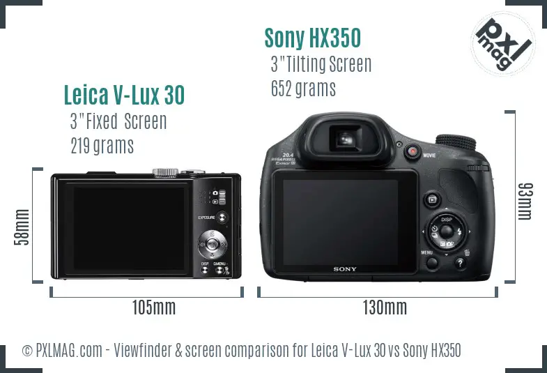 Leica V-Lux 30 vs Sony HX350 Screen and Viewfinder comparison