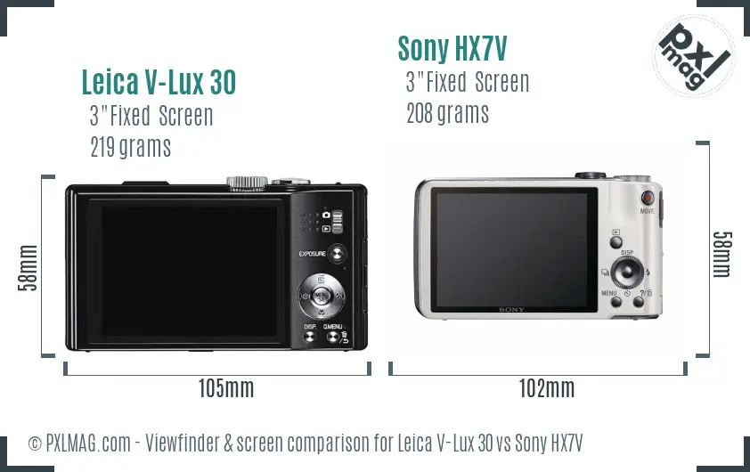 Leica V-Lux 30 vs Sony HX7V Screen and Viewfinder comparison