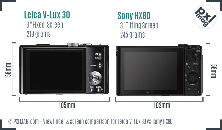 Leica V-Lux 30 vs Sony HX80 Screen and Viewfinder comparison