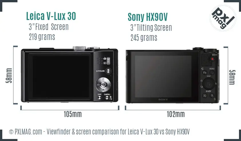 Leica V-Lux 30 vs Sony HX90V Screen and Viewfinder comparison