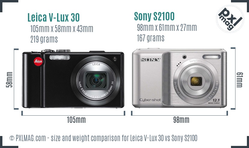 Leica V-Lux 30 vs Sony S2100 size comparison Leica V-Lux 30 vs Sony S2100 size comparison