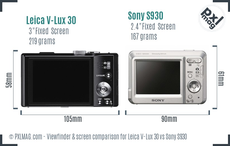 Leica V-Lux 30 vs Sony S930 Screen and Viewfinder comparison