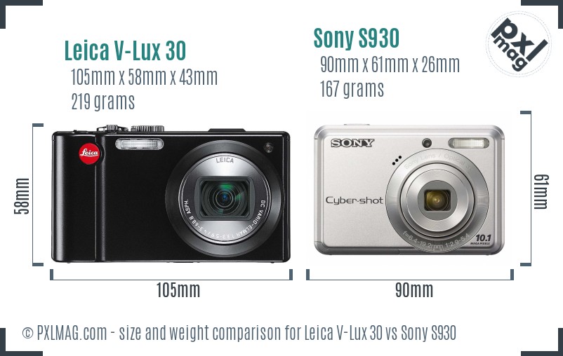 Leica V-Lux 30 vs Sony S930 size comparison