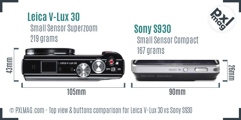 Leica V-Lux 30 vs Sony S930 top view buttons comparison