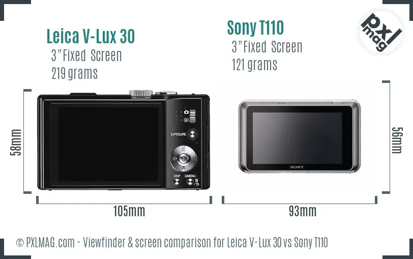 Leica V-Lux 30 vs Sony T110 Screen and Viewfinder comparison