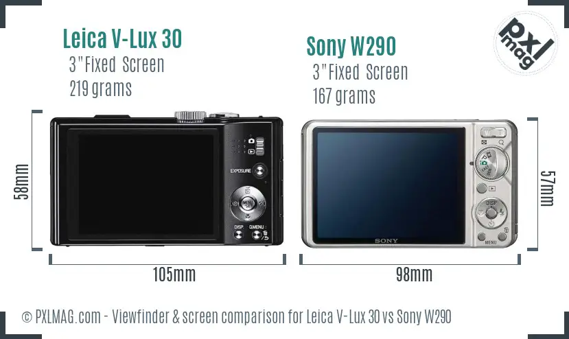 Leica V-Lux 30 vs Sony W290 Screen and Viewfinder comparison