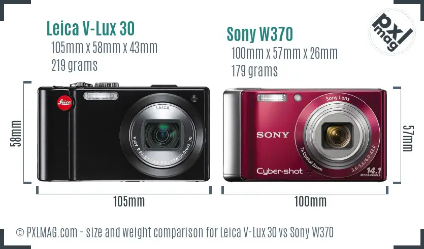 Leica V-Lux 30 vs Sony W370 size comparison