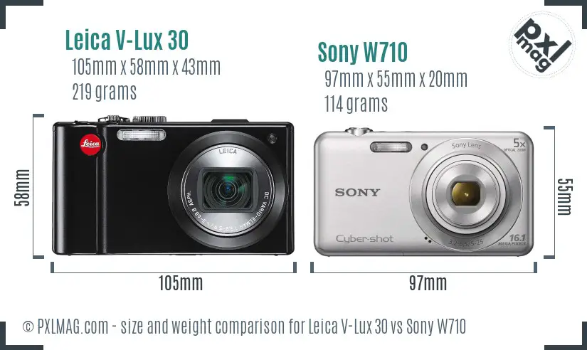 Leica V-Lux 30 vs Sony W710 size comparison Leica V-Lux 30 vs Sony W710 size comparison