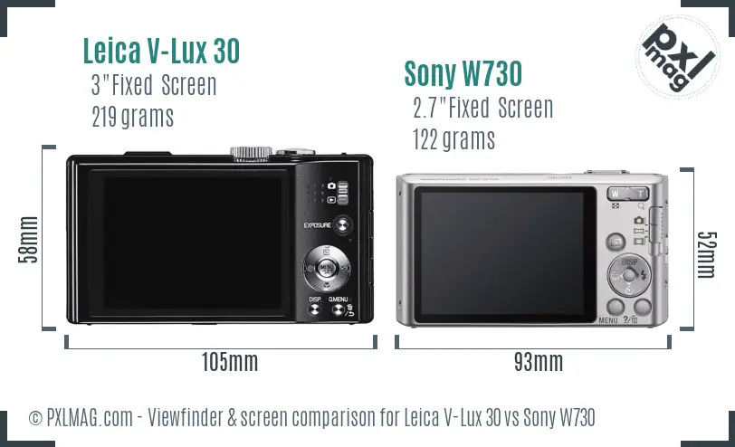 Leica V-Lux 30 vs Sony W730 Screen and Viewfinder comparison