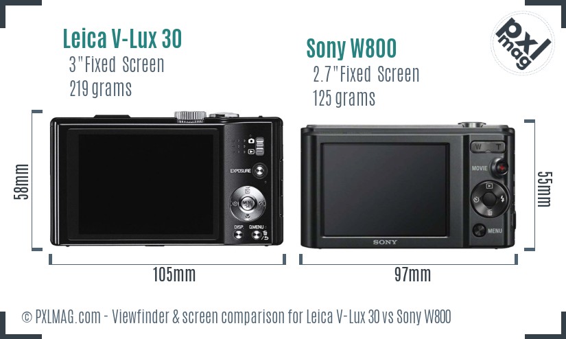 Leica V-Lux 30 vs Sony W800 Screen and Viewfinder comparison