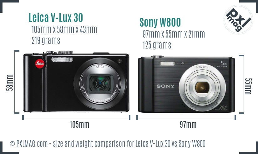 Leica V-Lux 30 vs Sony W800 size comparison Leica V-Lux 30 vs Sony W800 size comparison
