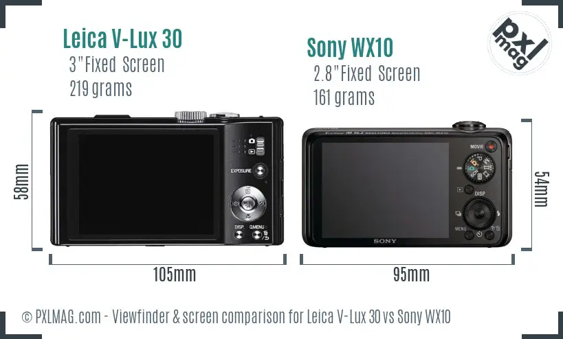 Leica V-Lux 30 vs Sony WX10 Screen and Viewfinder comparison