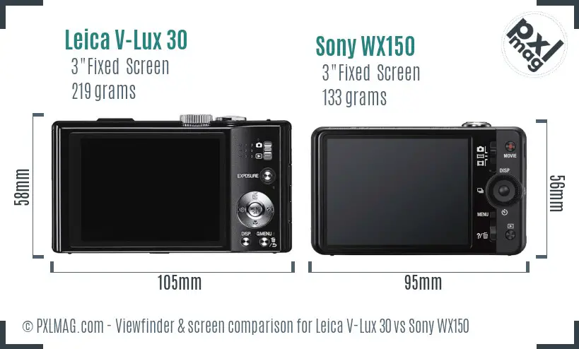 Leica V-Lux 30 vs Sony WX150 Screen and Viewfinder comparison Leica V-Lux 30 vs Sony WX150 Screen and Viewfinder comparison