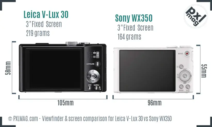 Leica V-Lux 30 vs Sony WX350 Screen and Viewfinder comparison