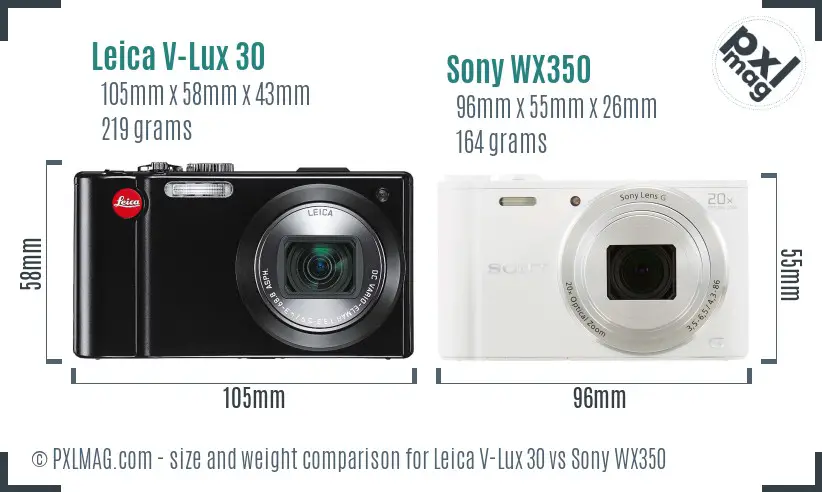 Leica V-Lux 30 vs Sony WX350 size comparison