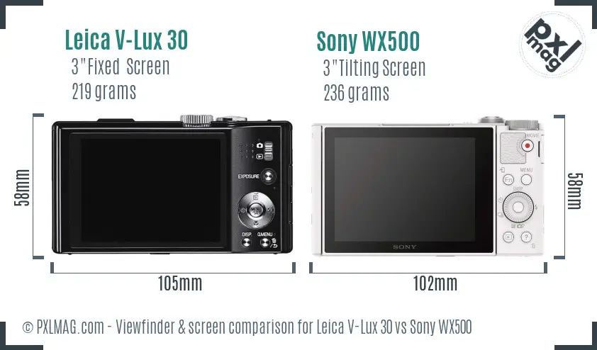 Leica V-Lux 30 vs Sony WX500 Screen and Viewfinder comparison Leica V-Lux 30 vs Sony WX500 Screen and Viewfinder comparison