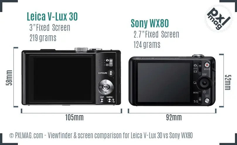 Leica V-Lux 30 vs Sony WX80 Screen and Viewfinder comparison Leica V-Lux 30 vs Sony WX80 Screen and Viewfinder comparison
