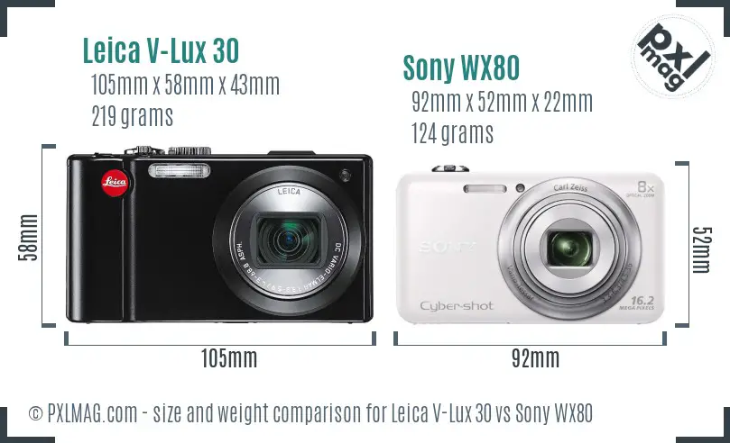 Leica V-Lux 30 vs Sony WX80 size comparison Leica V-Lux 30 vs Sony WX80 size comparison
