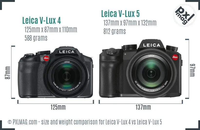 Leica V-Lux 4 vs Leica V-Lux 5 size comparison