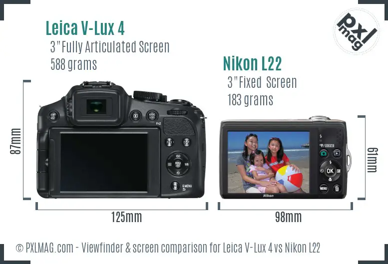Leica V-Lux 4 vs Nikon L22 Screen and Viewfinder comparison