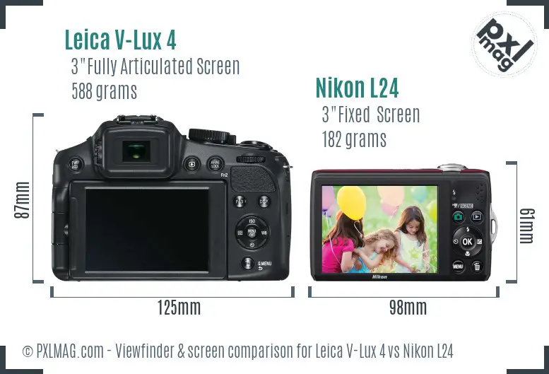 Leica V-Lux 4 vs Nikon L24 Screen and Viewfinder comparison