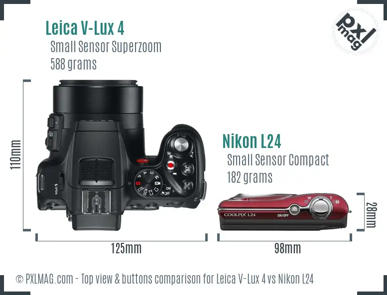 Leica V-Lux 4 vs Nikon L24 top view buttons comparison