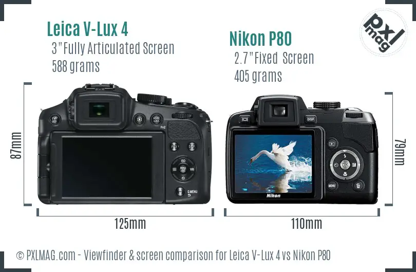 Leica V-Lux 4 vs Nikon P80 Screen and Viewfinder comparison