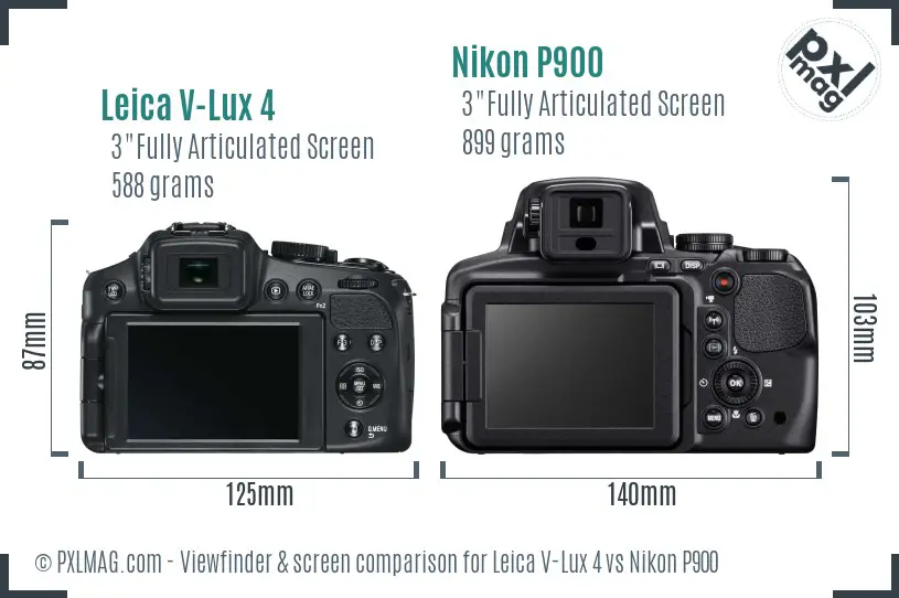 Leica V-Lux 4 vs Nikon P900 Screen and Viewfinder comparison