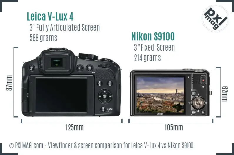 Leica V-Lux 4 vs Nikon S9100 Screen and Viewfinder comparison