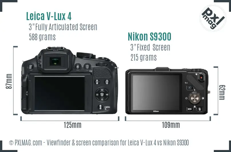 Leica V-Lux 4 vs Nikon S9300 Screen and Viewfinder comparison