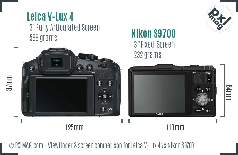 Leica V-Lux 4 vs Nikon S9700 Screen and Viewfinder comparison
